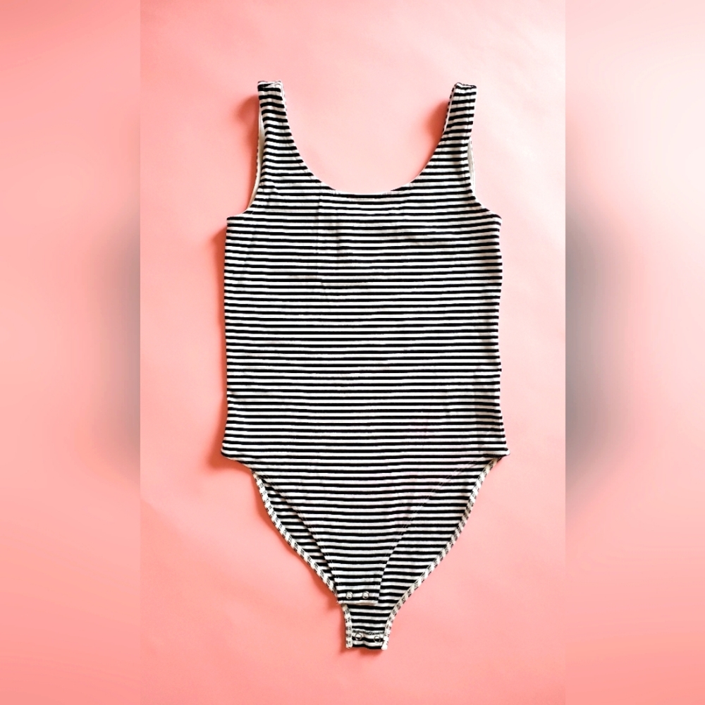 Gap Cotton Striped Black and White Bodysuit